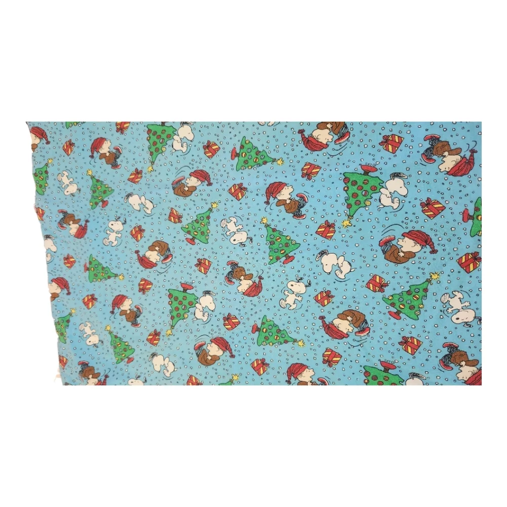 Vintage Peanuts Snoopy Christmas Pillowcase Standard Rare Blue Red Trees Charlie